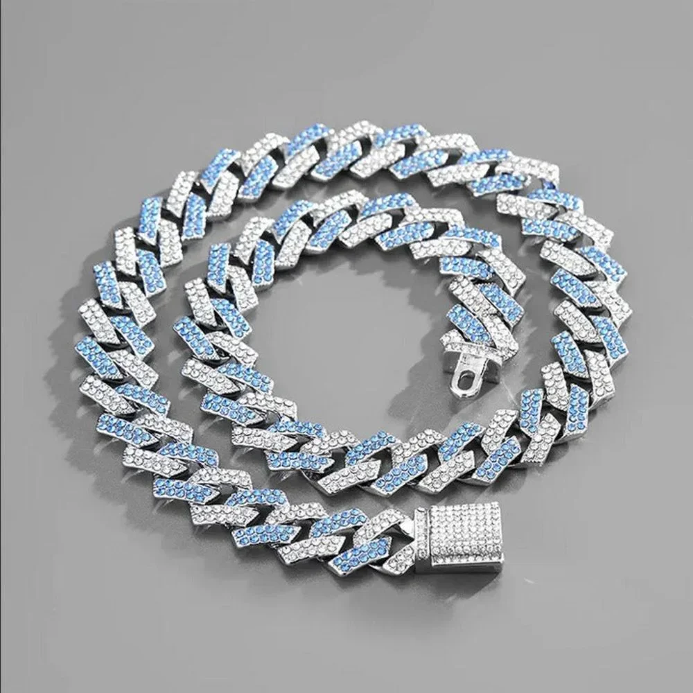 20" Mens 5ct Blue Diamond Platinum Chain Necklace Guys Jewelry NEW 5 ct 20 inch